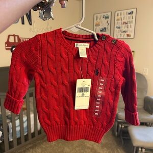 Ralph Lauren Red Cable Knit Sweater